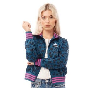Adidas Women's Blue and Pink Bomber Jacket